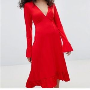 Ruffle Red Midi Dress